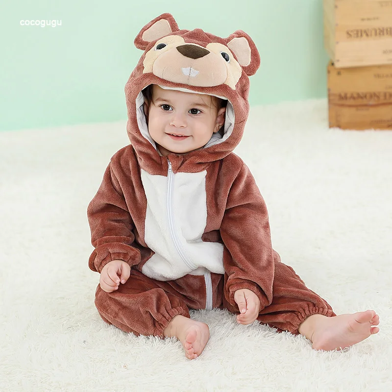 

Mouse Romper Baby Boy Girl Pajama Newborn Bebe Clothes Cute Bodysuits Flannel Warm One-piece Winter Halloween Animal Outfit