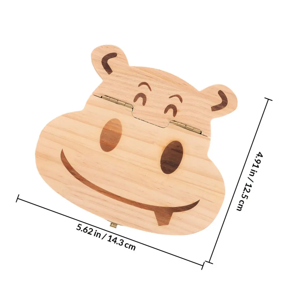 2Set Wooden Hippo Tooth Box Baby Teeth Organizer First Lost Tooth Keepsake Baby Keepsake Box Tweezers Shower