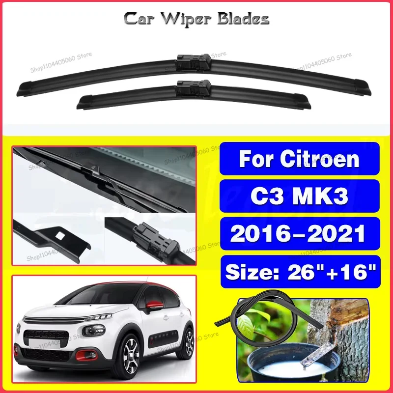 

For Citroen C3 MK3 2016-2021 Car Accessories Front Windscreen Wiper Blade Brushes Wipers 2021 2020 2019 2018 2017 2016