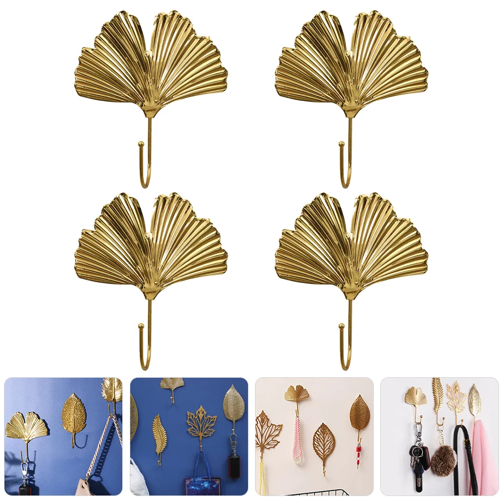 

4 Pcs Hat Hangers for Wall Metal Hook Decor Hanging Hooks Heavy Duty Outdoor Golden