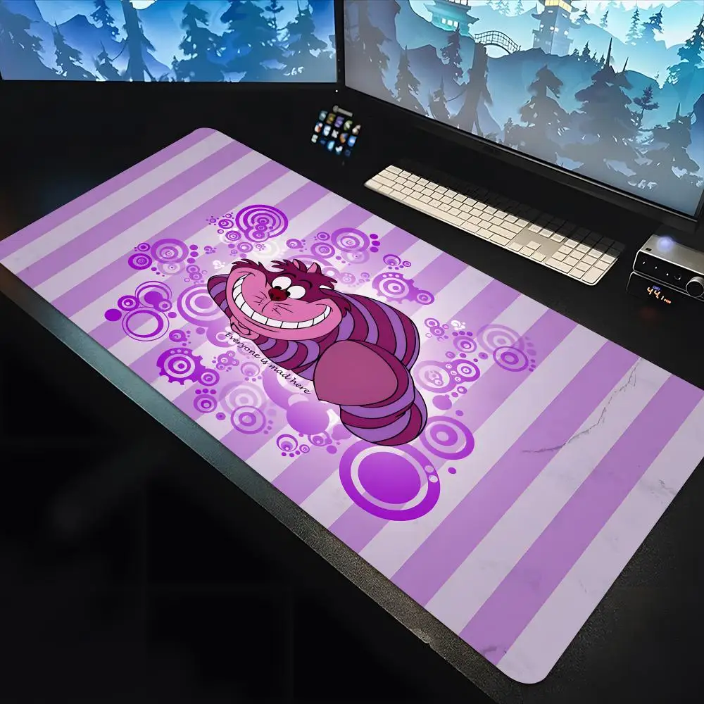 ديزني أليس في بلاد العجائب القط ماوس الوسادة سلامة كبيرة لوحة المفاتيح وسادة مكتب عدم الانزلاق المطاط الألعاب ماوس الوسادة الكمبيوتر المحمول السجاد 600x300