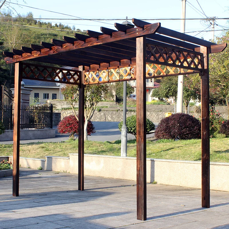 Preservative wood grape stand outdoor courtyard leisure pavilion outdoor garden climbing vine stand flower stand solid wood anti