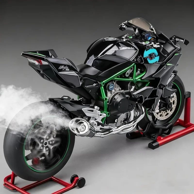 キースタート1：9-h2-h2r合金レーシングバイクモデルダイキャストトラックスポーツバイクモデルサウンド＆ライト付きスプレーファンクション搭載子供向けおもちゃギフト