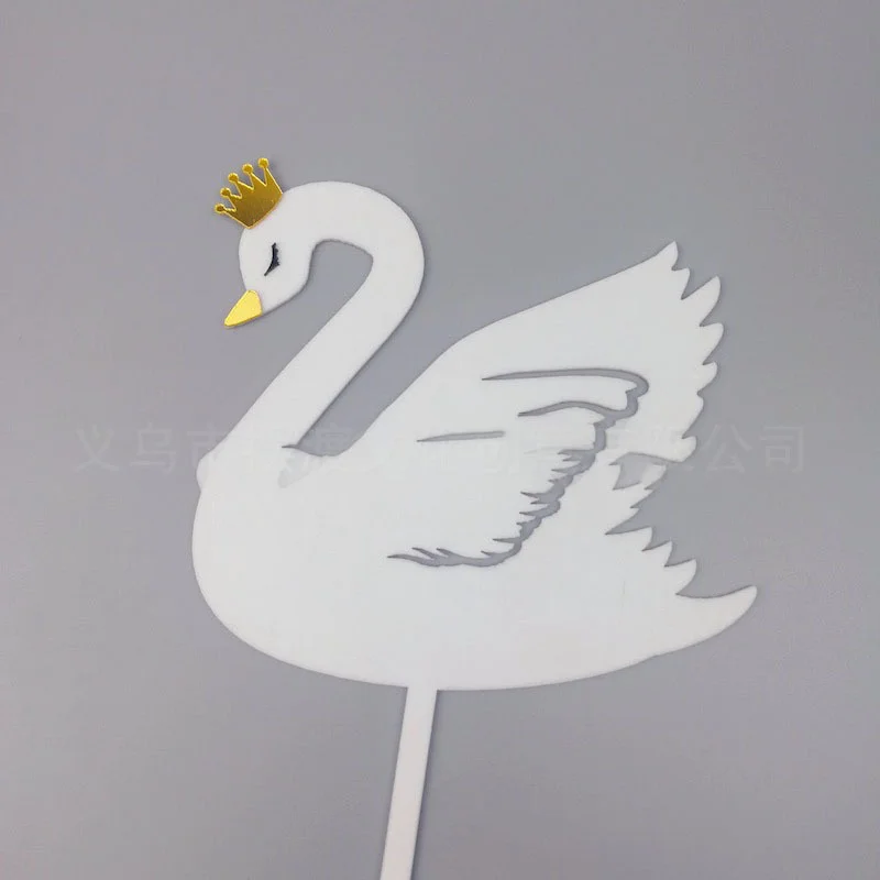 Ins Beautiful Swan Birthday Wedding Cake Topper Crown White and black Cake Topper for Birthday Wedding Party Cake Decorations