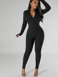 Women Winter Warm Fleece Workout Jumpsuits Long Sleeve Zip Front Active Sports Yoga  Romper One Piece Night Club Party Outfits