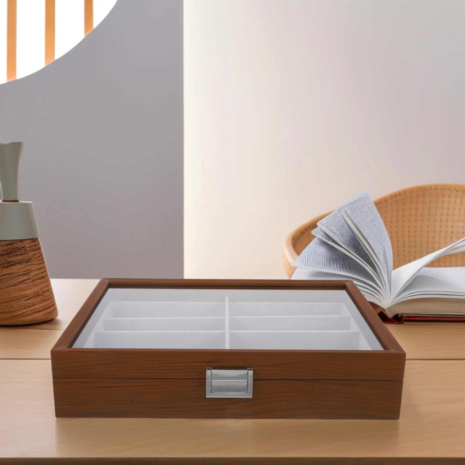 

Watch Display Stand Glasses Storage Box Sunglasses Case Jewelry Boxes Organizer Mens Wood Collection Travel