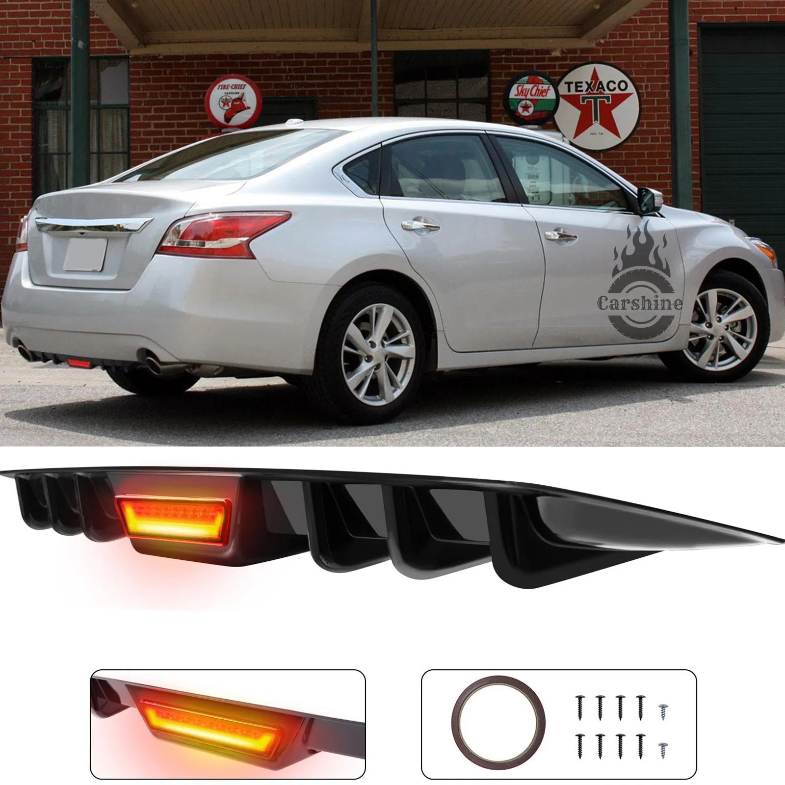 

Rear Bumper Diffuser Splliter Lip LED Brake Light Glossy Black For Nissan Altima