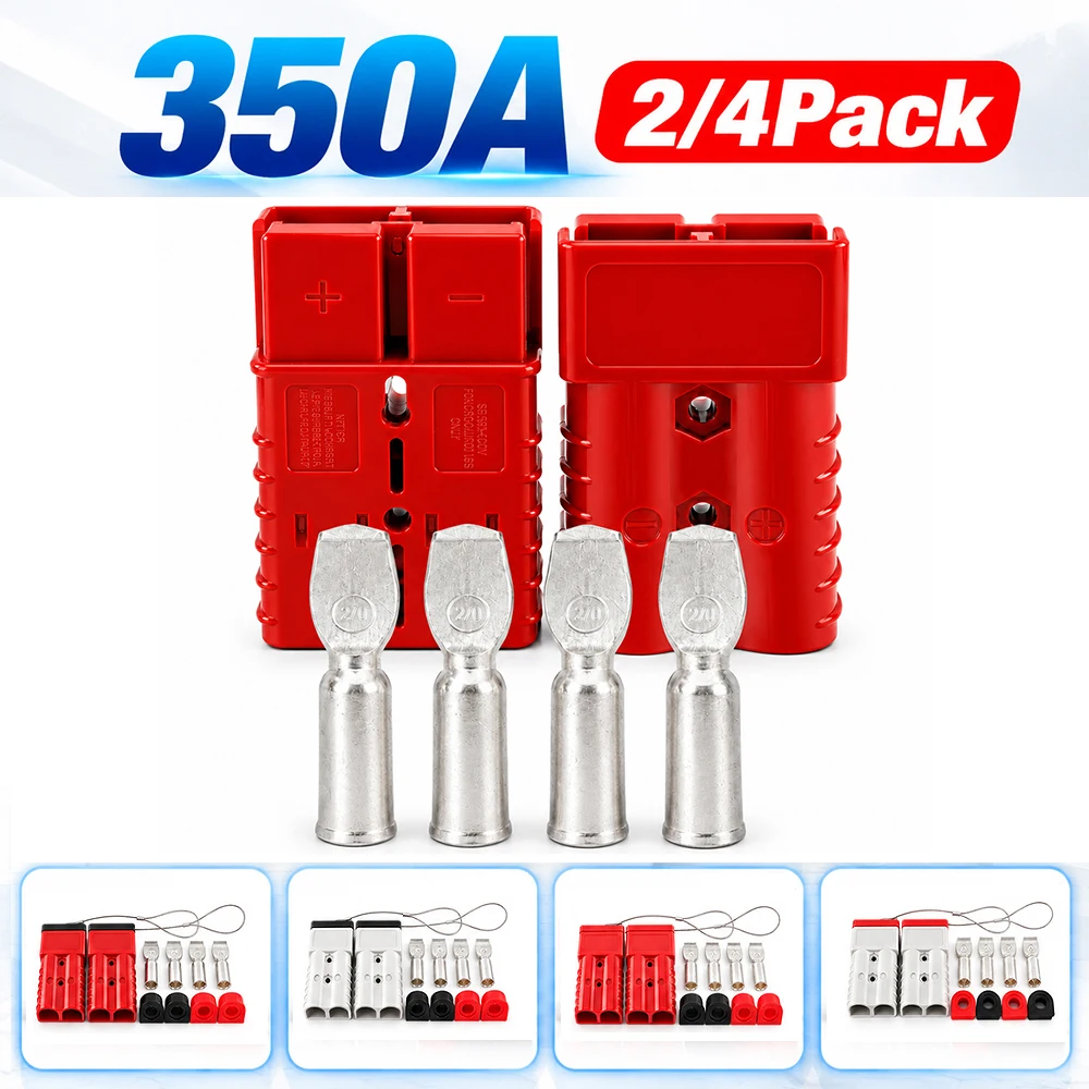 350A Lanyard Dust Cover Battery Quick Connect Disconnect 2/0 AWG Wire Harness Plug For Car ATV Trailer Winch Jumper Cable