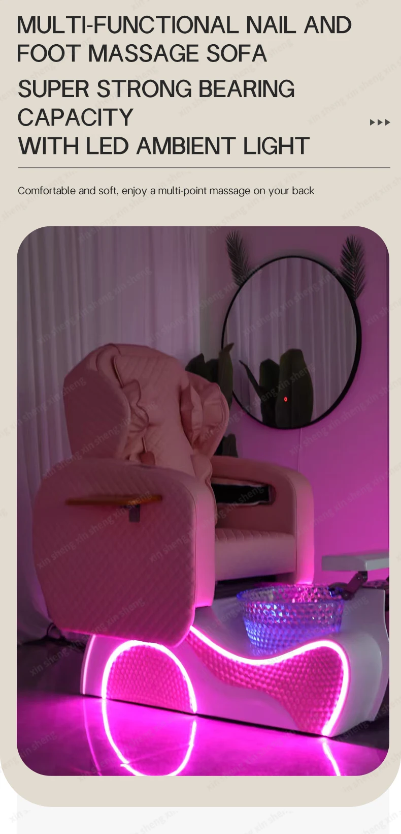 Nagelstudio-Fußmassage-Sofa, Automatischer Rückenmassagestuhl für Schönheitssalons und Friseursalons, SPA-Shop-Möbel Fabrik-Großhandel – Detail 12