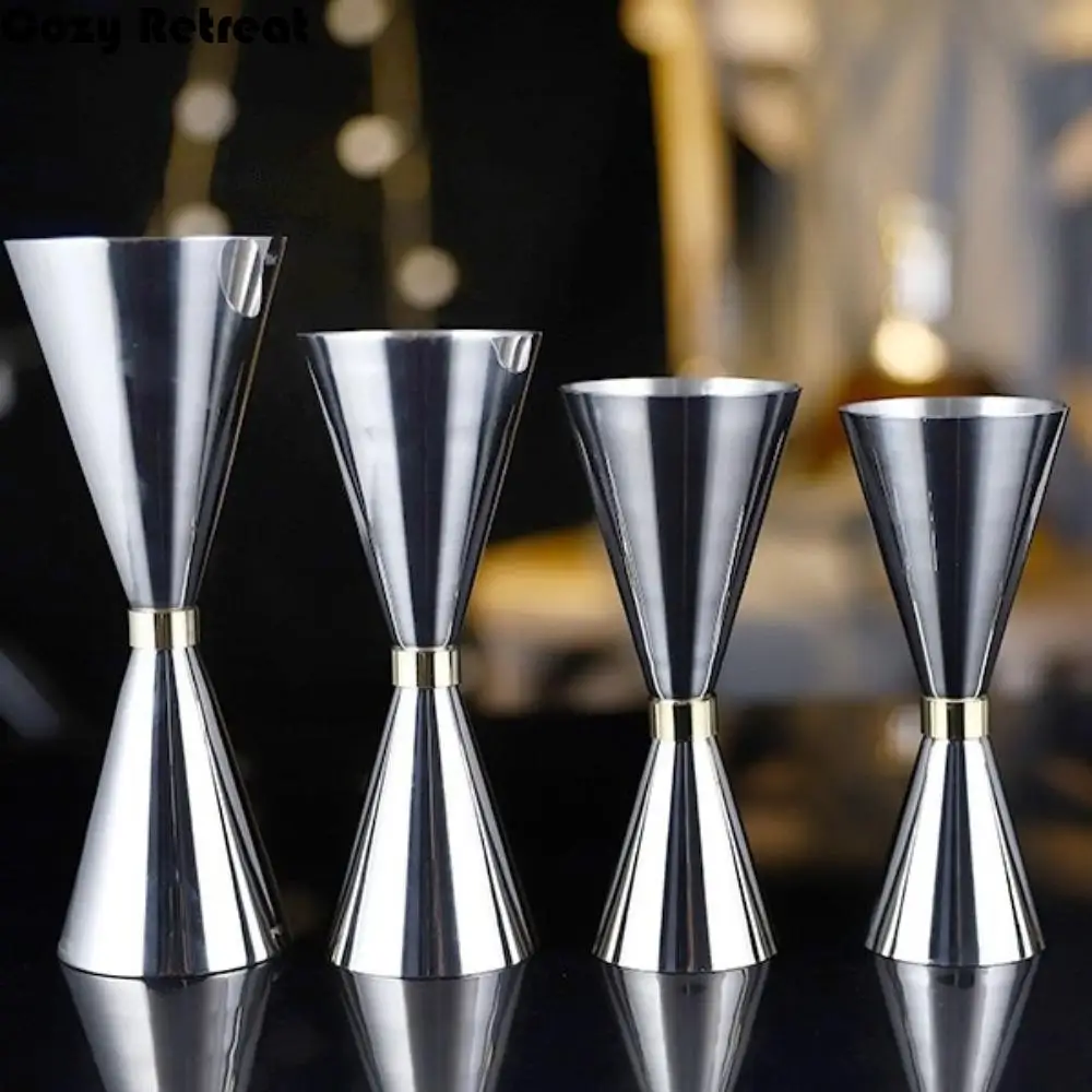 

Stainless Steel Double Head Cocktail Jigger Surface Smooth Silver Measure Cup Convenient with Scale Cocktail Mixing Glass Bar