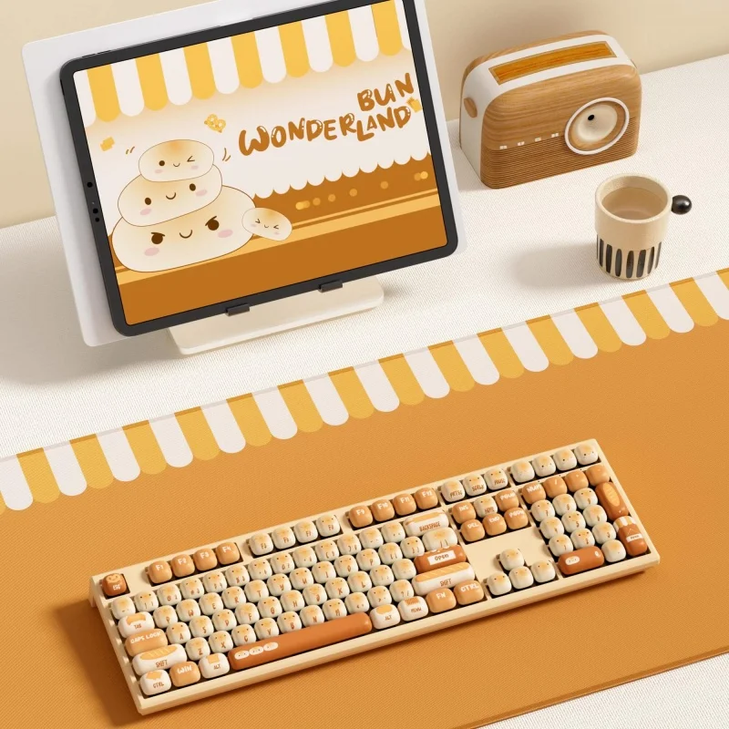 Akko MonsGeek MG108B Bun Wonderland Wireless Mechanical Keyboard MOG Profile RGB 108 Keys Full Size Hot Swap USB / 2.4G / BT 5.0