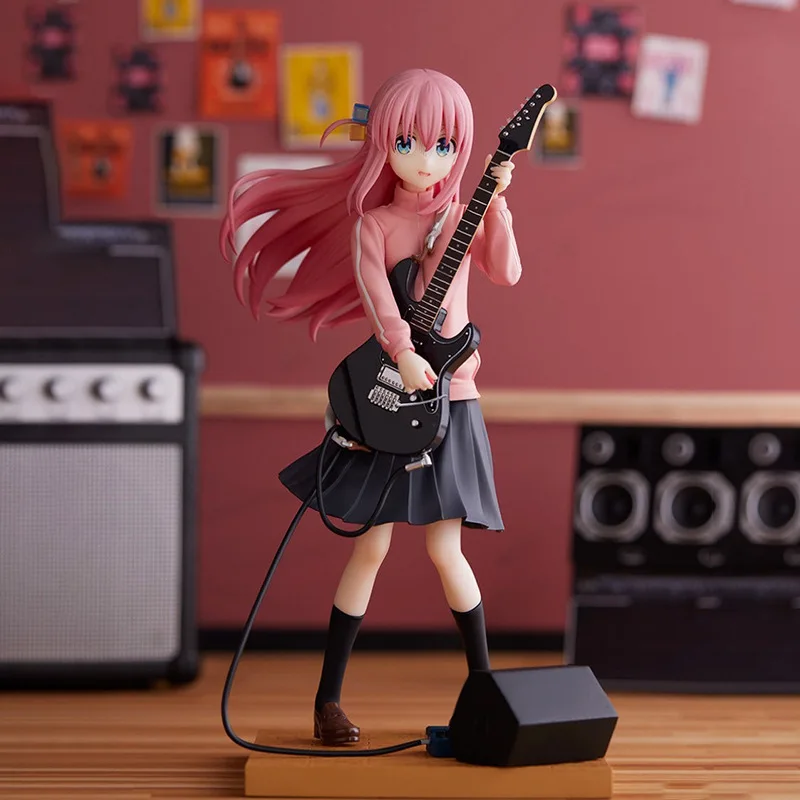 Lonely Rock Standing Posture Goto Handmade Pochi Sauce Goto Anime Cute Guitar Girl Model Desktop Ornament Action Figures Gift