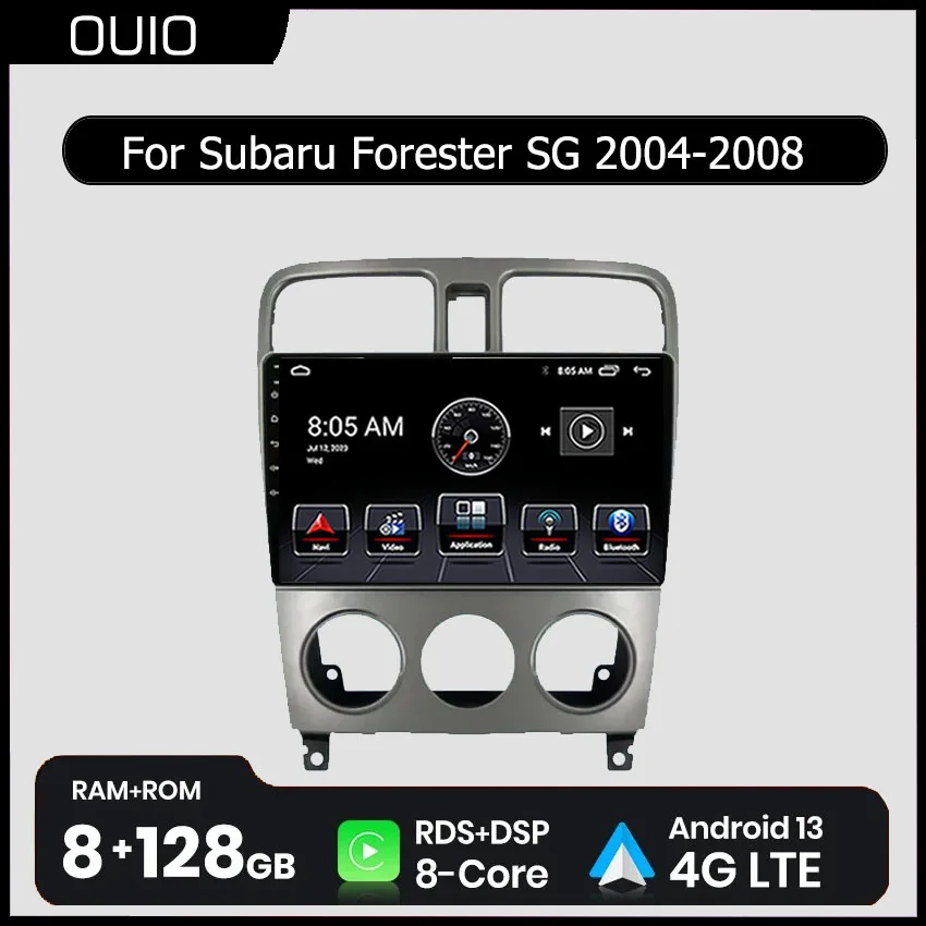 أندرويد 13 راديو لسوبارو فورستر SG 2004 2005 2006-2008 سيارة ستيريو مشغل وسائط متعددة Carplay السيارات لتحديد المواقع والملاحة DSP 48EQ