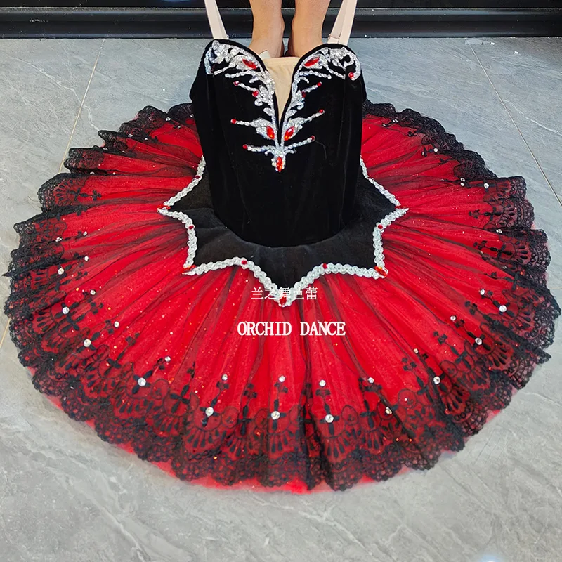 Profissional de alta qualidade tamanho personalizado 7 camadas crianças meninas mulheres adulto desempenho wear pássaro vermelho ballet tutu trajes
