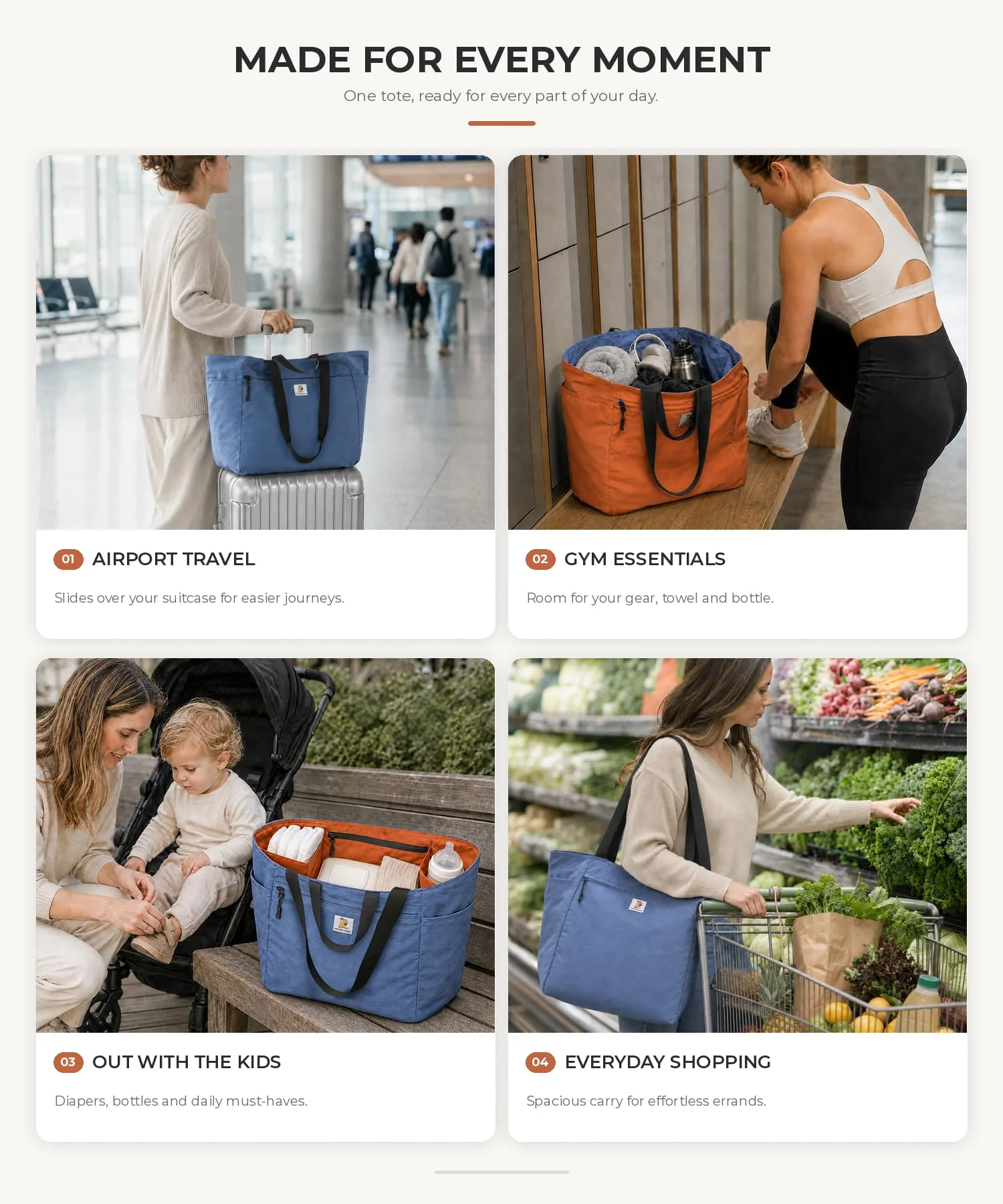 Reversible Reise-Einkaufstasche, großes Fassungsvermögen, faltbar, zum Handgepäck, Reisetasche, Segeltuch, Schultergepäck, Verpackungstasche für Damen und Herren – Detail 6