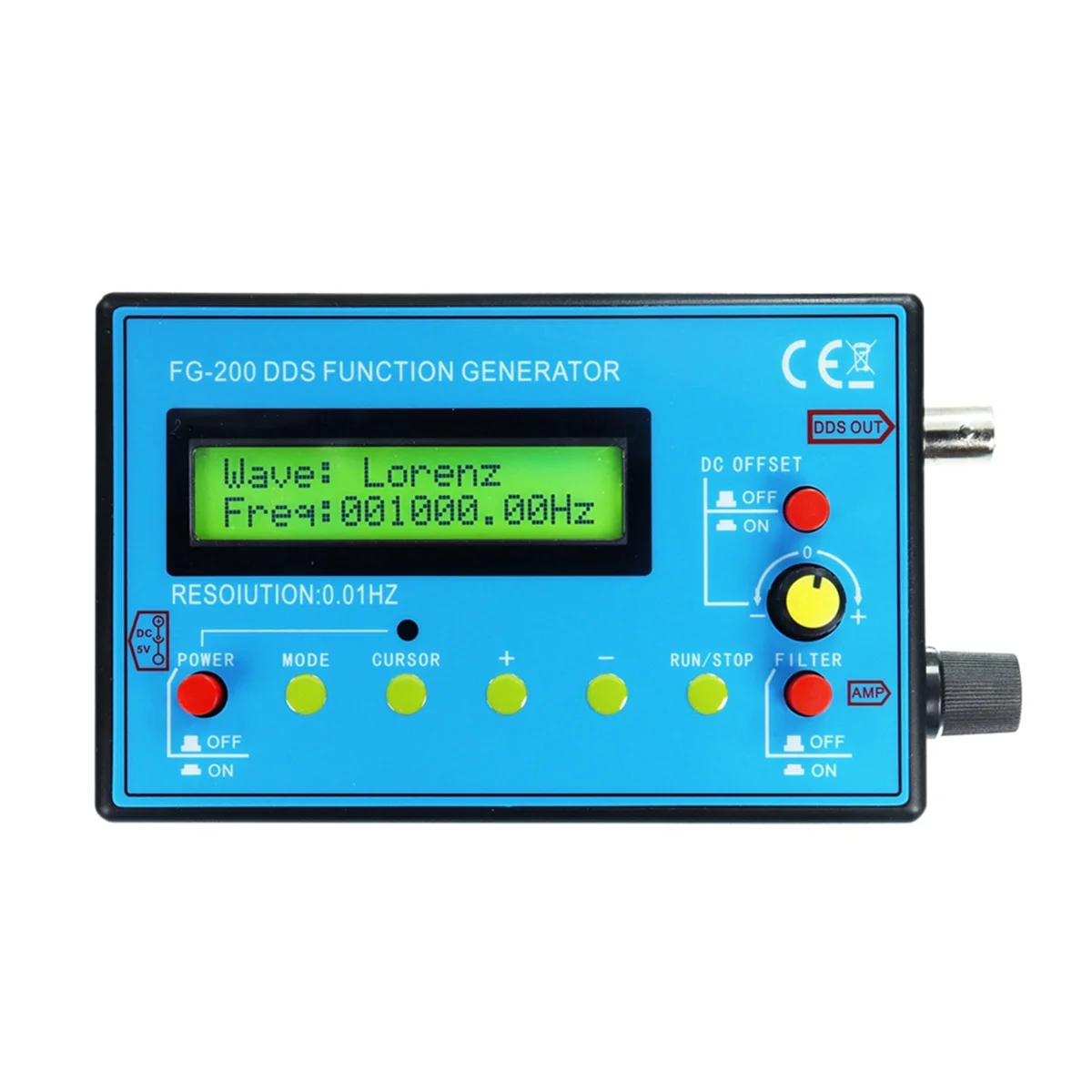FG-200 DDS Function Signal Generator Frequency Counter 0.01Hz - 500KHz Signal Source Sine+Square+ Waveform