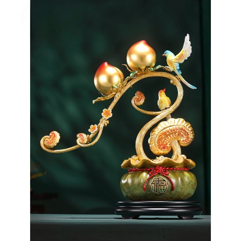 

Brass Fushou Ruyi Peach Cornucopia Ornament Living Room Longevity Peach Ornament