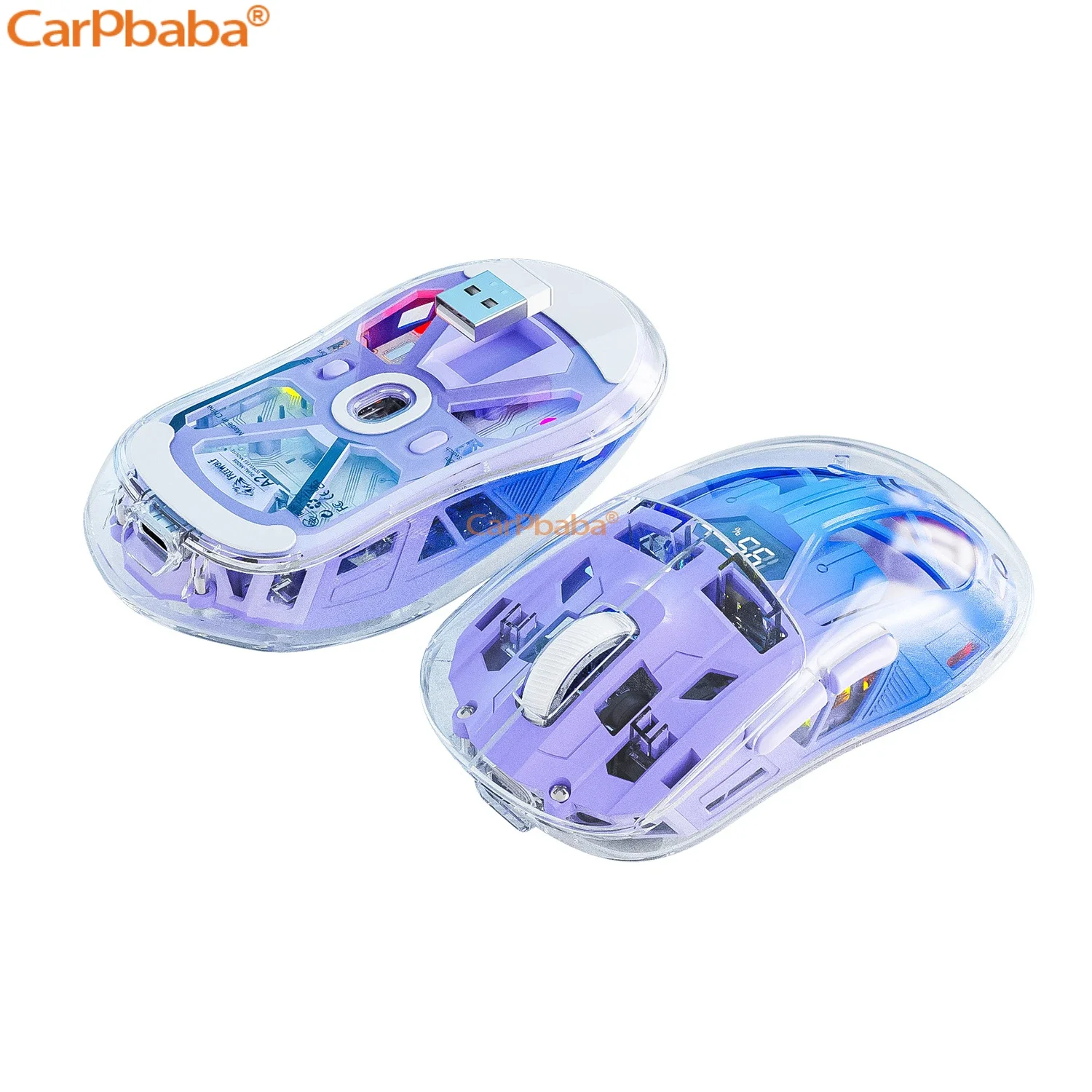 

Carpbaba A2 беспроводная Bluetooth двухрежимная мышь RGB прозрачный цифровой дисплей, игровая офисная мышь для киберспорта компьютер