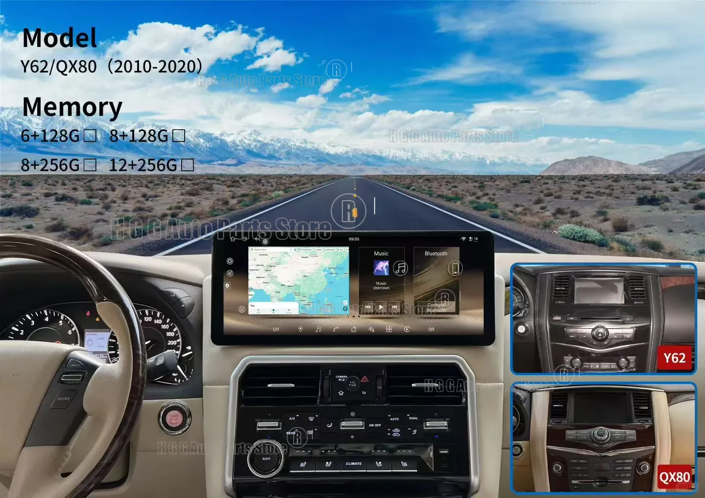 17inch Android Auto Car Radio Stereo For Infiniti QX80 For Nissan Patrol Y62 2010-2022 Navi GPS Qled Screen Wireless Carplay DSP