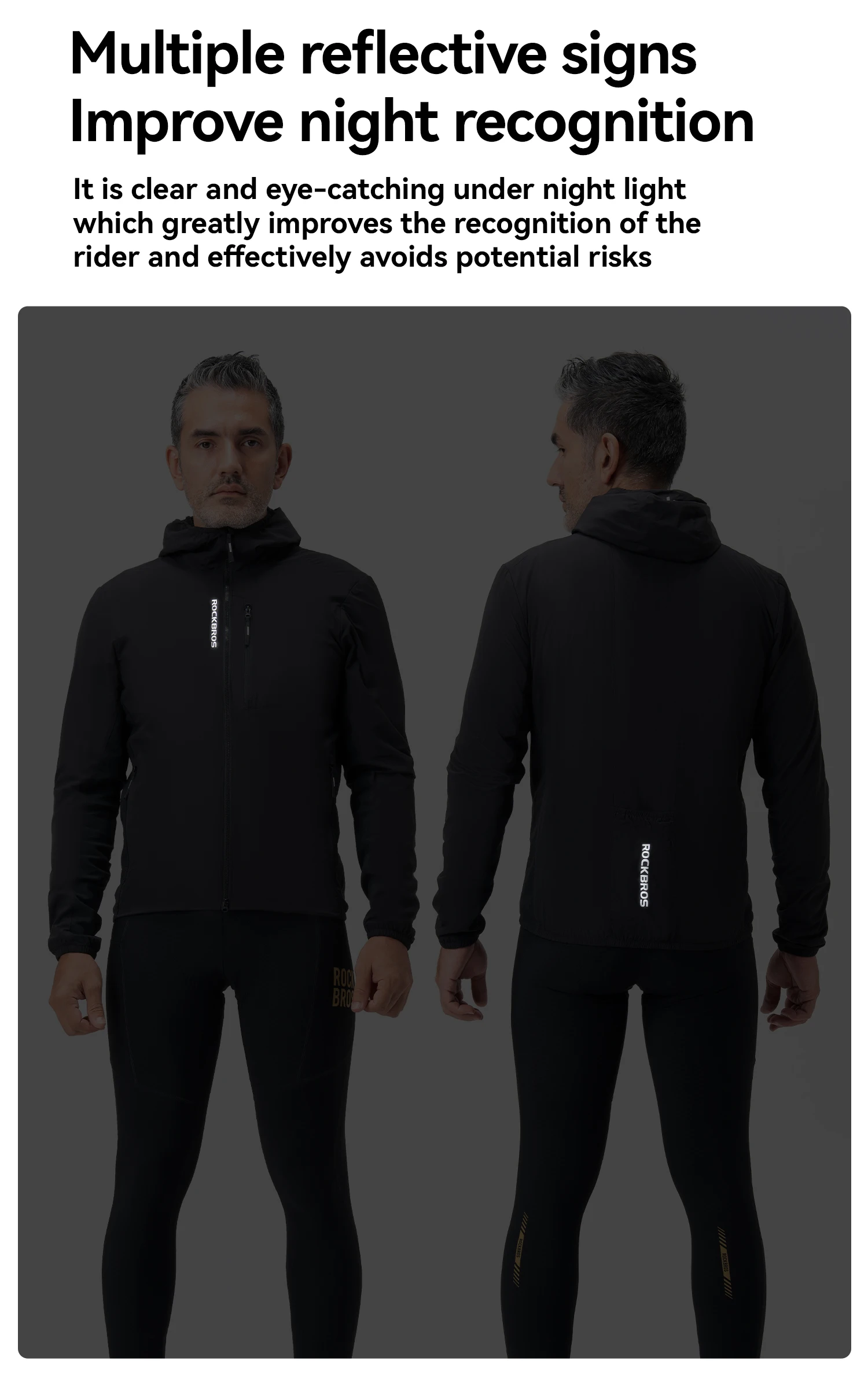 ROCKBROS Fahrradjacke Doppellagig Warm Winter Thermo-Fleece Verschleißfeste Kleidung Langarm mit Tasche Winddicht – Detail 9