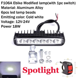 12V-24V Electric Scooter Headlight LED Eletronic Vehical Refit Lamp eBike Spotlight Floodlight Aluminum for Scooter Accessories