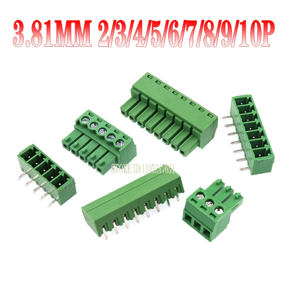 5/10set 15edg 2/3/4/5/6/7/8/9 Pin Right Angle Screw Terminal Block Connector 3.81mm Pitch Plug+pin Header Socket 2p 3p 4p 5p 6p
