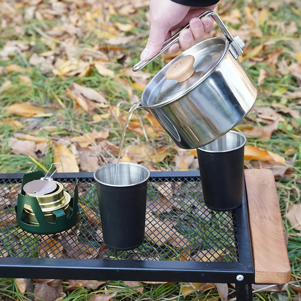 

Portable Outdoor Cooking Noodles Pot Picnic Pot Stainless Steel Camping Cookware Kit Hiking Coffee Kettle Bbq Cooking Supplies