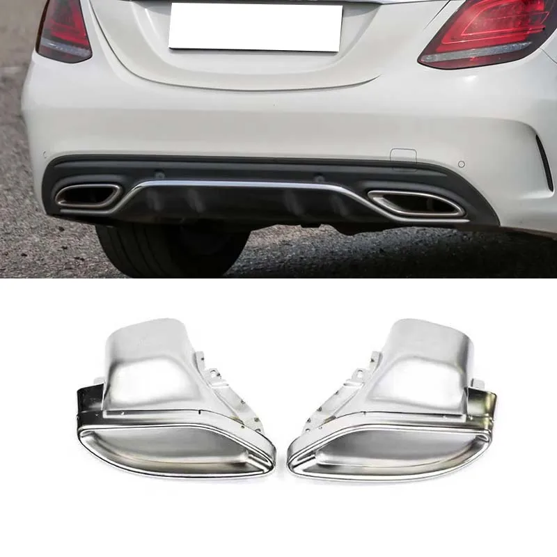 Plating Decorative Frame Accessories For Mercedes Benz W205 AMG C180/C200/C250/C300/C450 2015 2016 2017 Exhaust Pipe Tailpipe