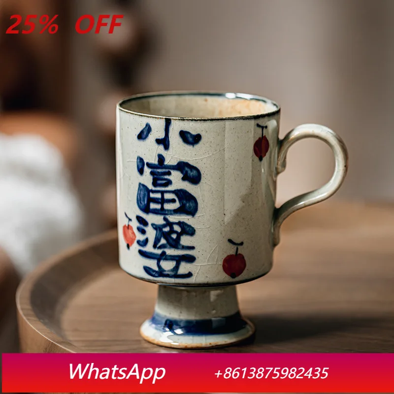 

LTT little rich woman hand-painted goblet Chinese coarse pottery mug