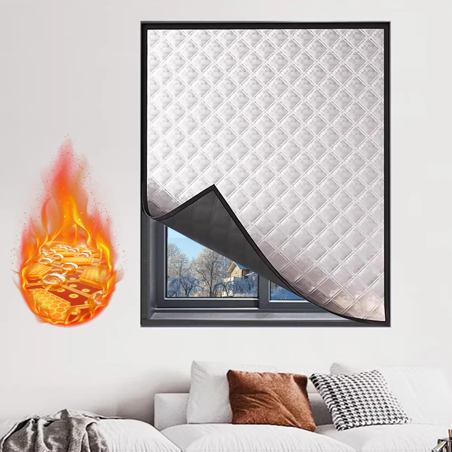 Winter Windproof and Warm Curtains, Light Blocking, Energy-Saving, Noise Reducing, Portable, No Drilling, Easy to Install