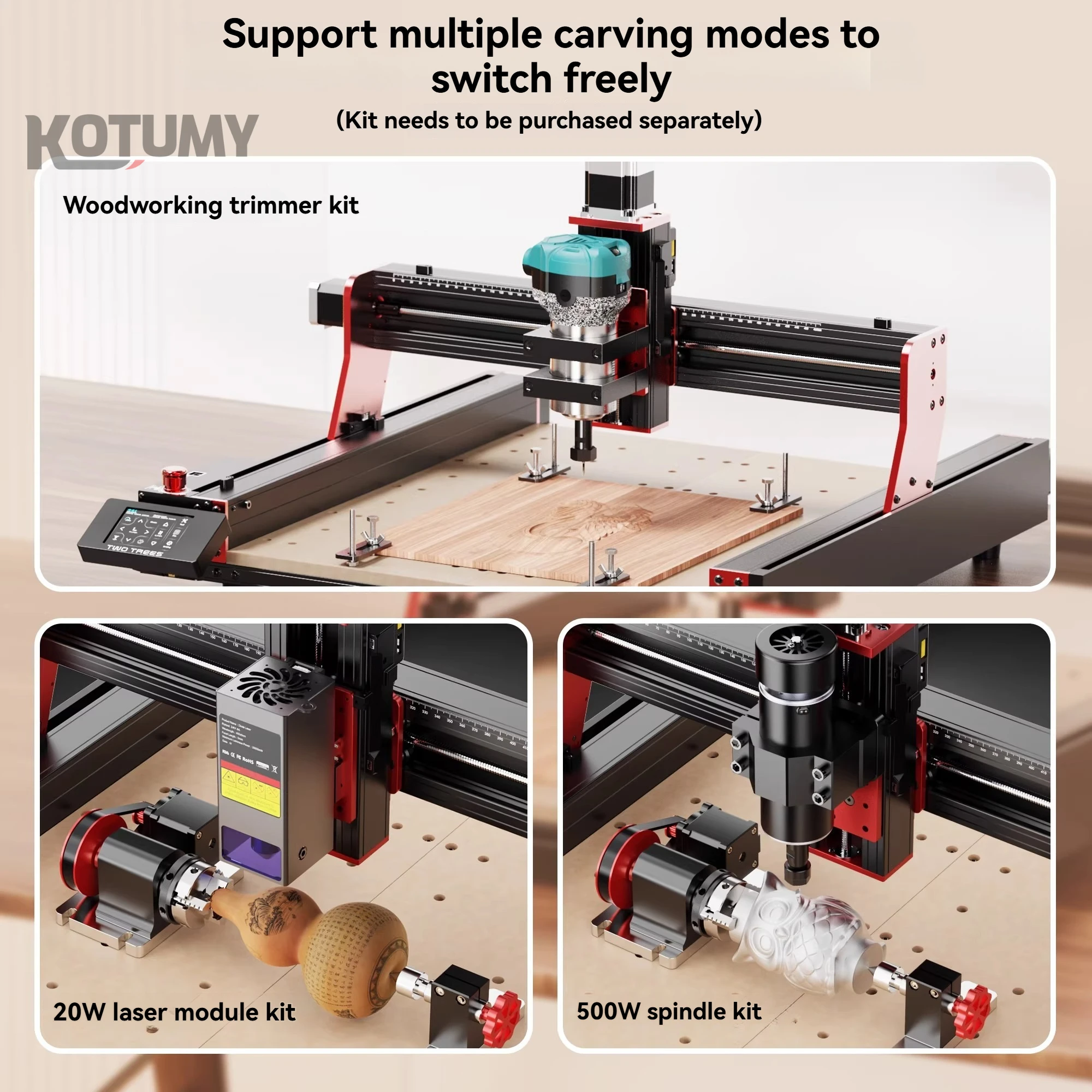 TTC450Pro DC Desktop CNC Router 460×460mm Working Area, Dual-Use Woodworking Milling & Diode Engraving Machine