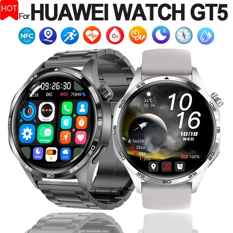 2024 New For HUAWE GT5 Smartwatch for men Bracelet Bluetooth call IP67 Waterproof Sport mode GPS sport track smartwatch for IOS