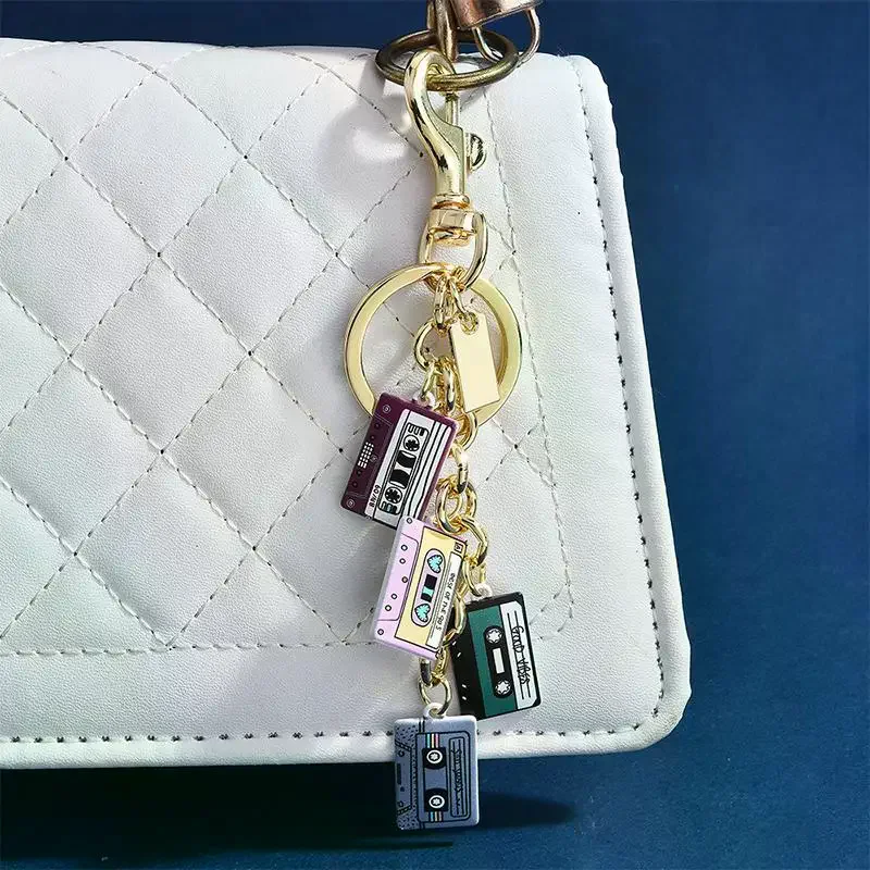 Vintage Cassette Tape Keychain Retro 90s 80s Accessories For Women Girls Backpack Purse Charms