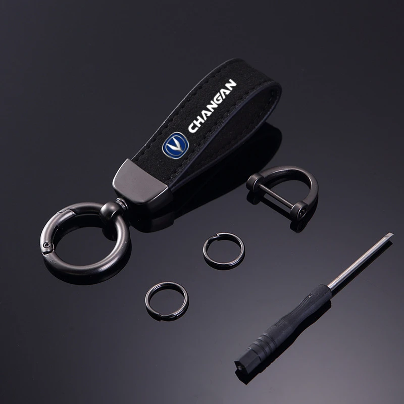 Anti-lost Metal Keychain Buckle Suede Leather Car Styling keychain for changan CS75 PLUS CS95 CS35 alsvin CS15 CS55 Eado