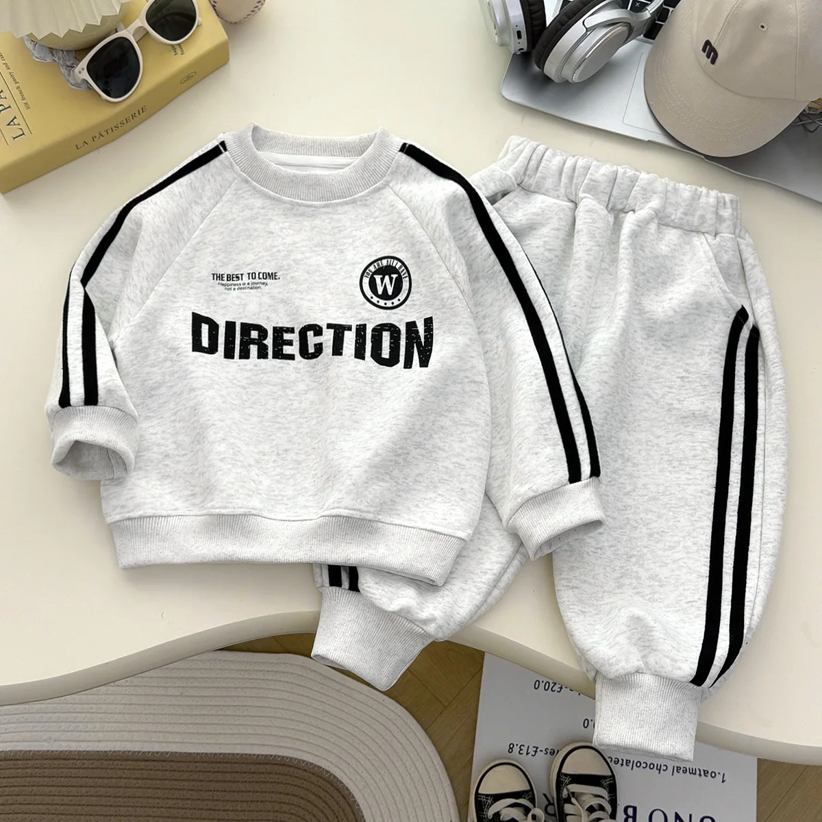 Kinder Jungen Langarm Top und Hosen Trainingsanzug Casual Brief Drucken Sweatshirt Sets für Kinder 1-8Y Baby Mädchen Kleidung Weiche Outfit – Detail 4