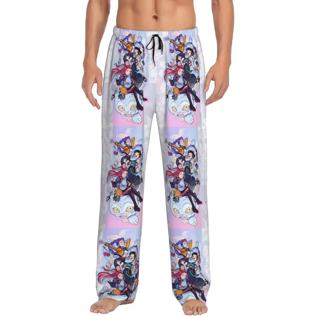 

Custom Print Men's K-KPop D-Demon H-Hunters Poster Pajama Pants Anime Cartoon Sleepwear Sleep Lounge Bottoms with Pockets