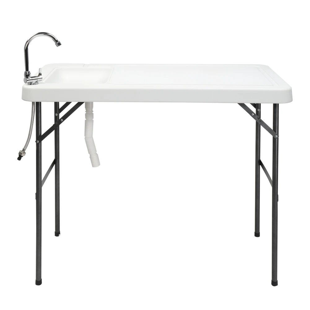 Rectangle Folding Table Waterproof High Strength Fire Retardant Powder Coated Steel Frame Fish Fillet Cutting Table