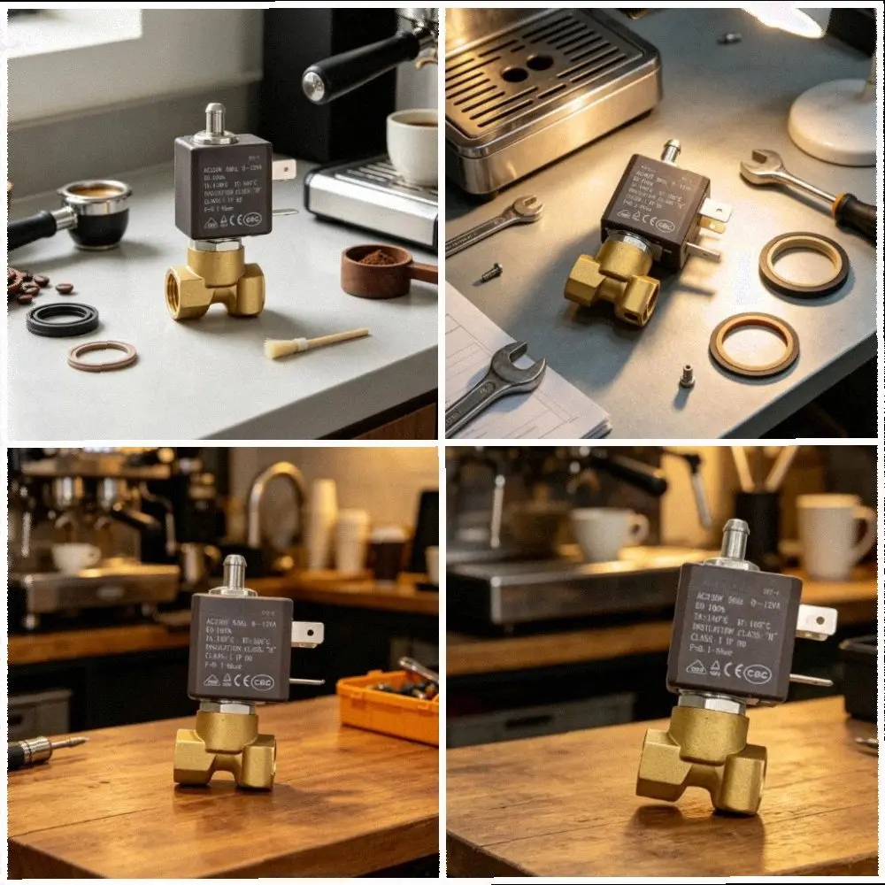 Three Way Solenoid Valve 230V For Coffee Machine Steam Hot Water Control High Temperature Resistant Replacement Part Brown