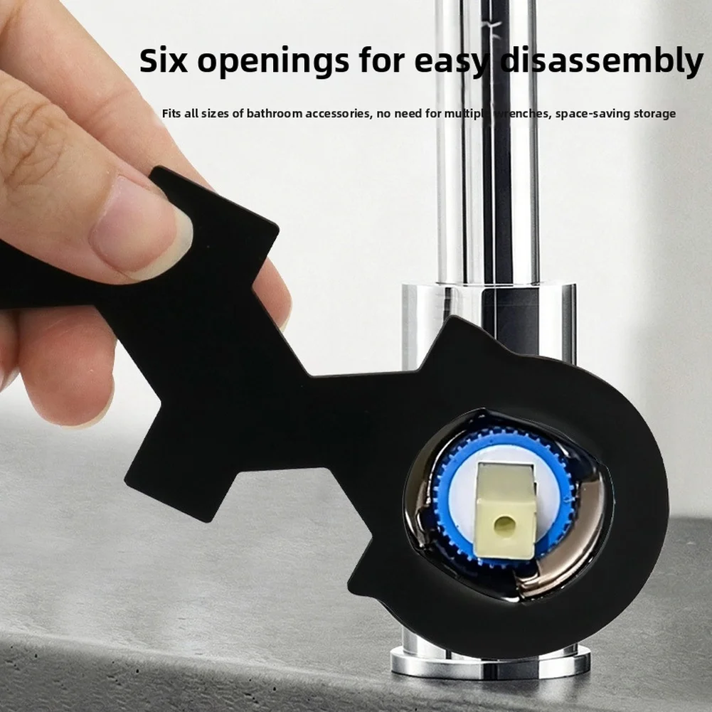 2PCS 6-in-1 Faucet Wrench Set Iron Black For 35mm 40mm Valve Core Aerator Hose Nut Removal Plumbing Repair Hand Tool
