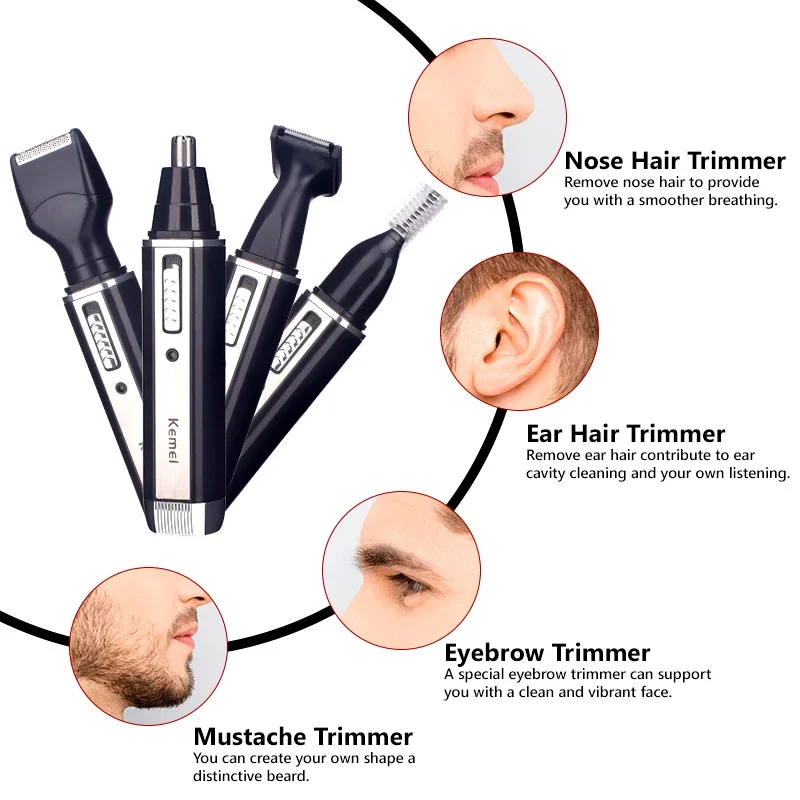 Electric Nose Hair Trimmer Ear Nose Trimer Hair Remover Eyebrow Beard Shaver Razor Clipper Face Shaving Cutter