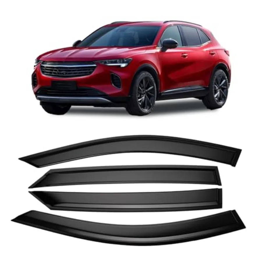 

Комплект из 4 накладных дефлекторов на боковые окна (ветровики) для Buick Envision 2021-2023, защита от дождя, солнца и ветра, небьющиеся, дымчатые