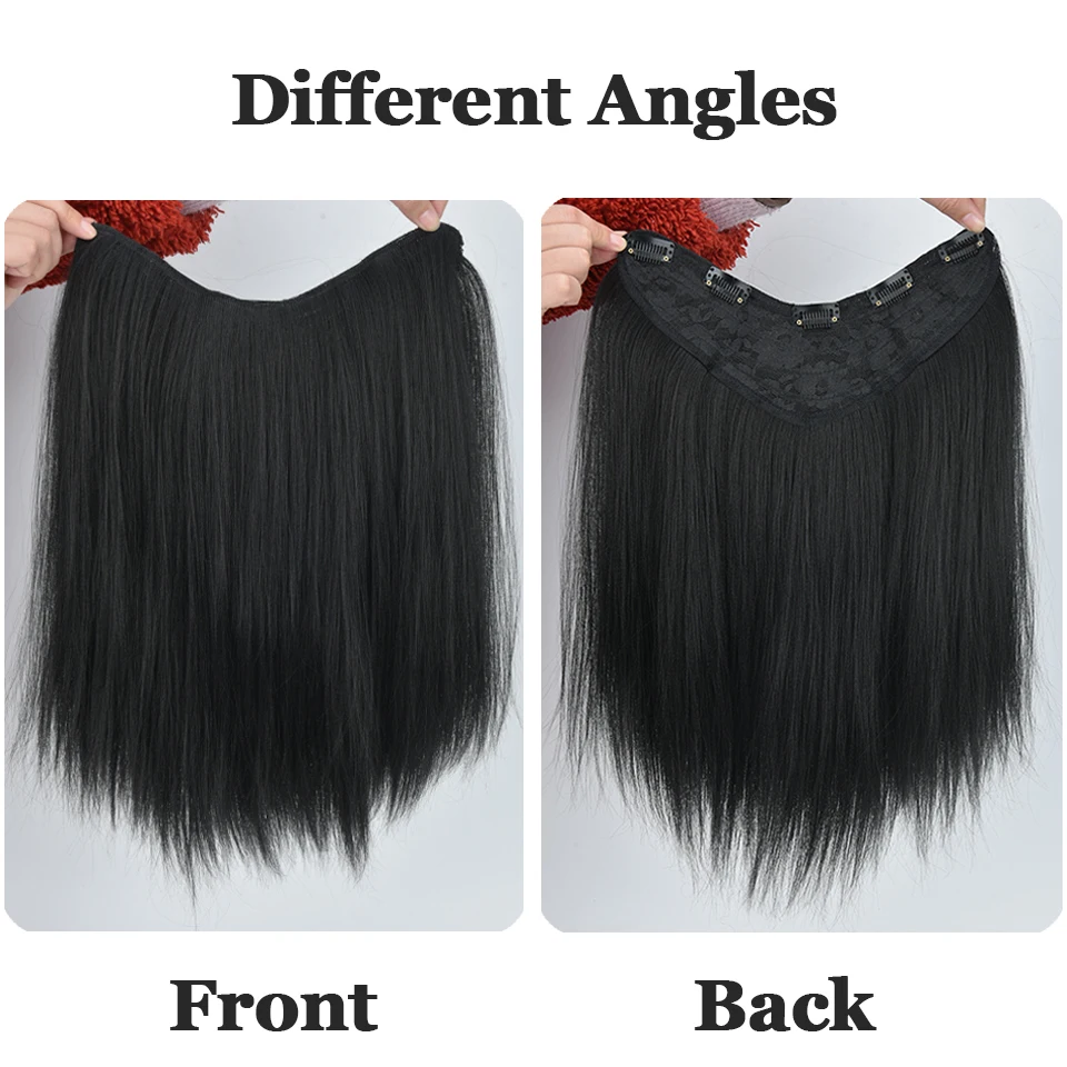 AOSIQUEEN Synthetic Hair Extension 4 Clips Natural Hair Piece Natural Black False One Piece Straight Hairpiece For Women