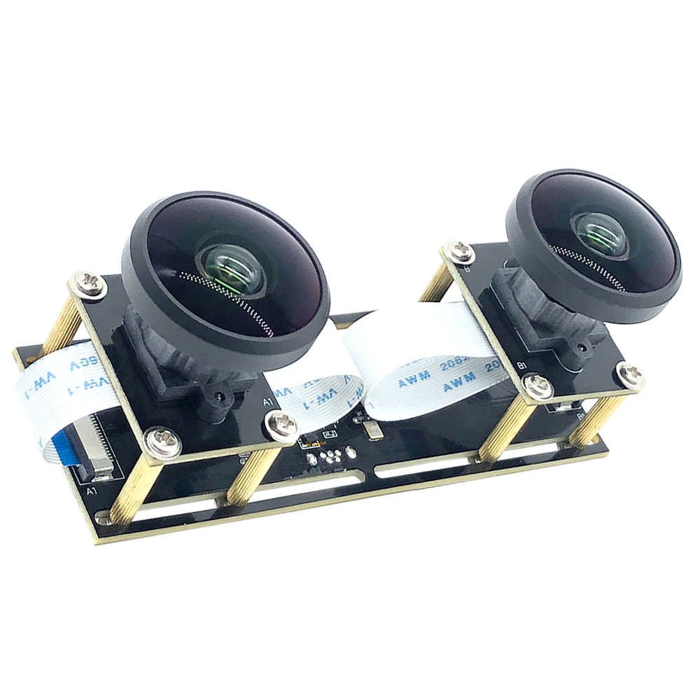 HDウェブカメラ360 °   パノラマ魚眼双眼同期ステレオデュアルレンズ5MP USBカメラモジュール（3D VRバーチャルリアリティ用）