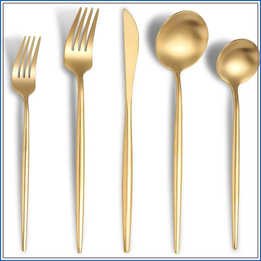 

40-Piece Stainless Steel Flatware Set for 8, Brushed Cutlery Set with Knives, Spoons, Forks, Dishwasher Safe