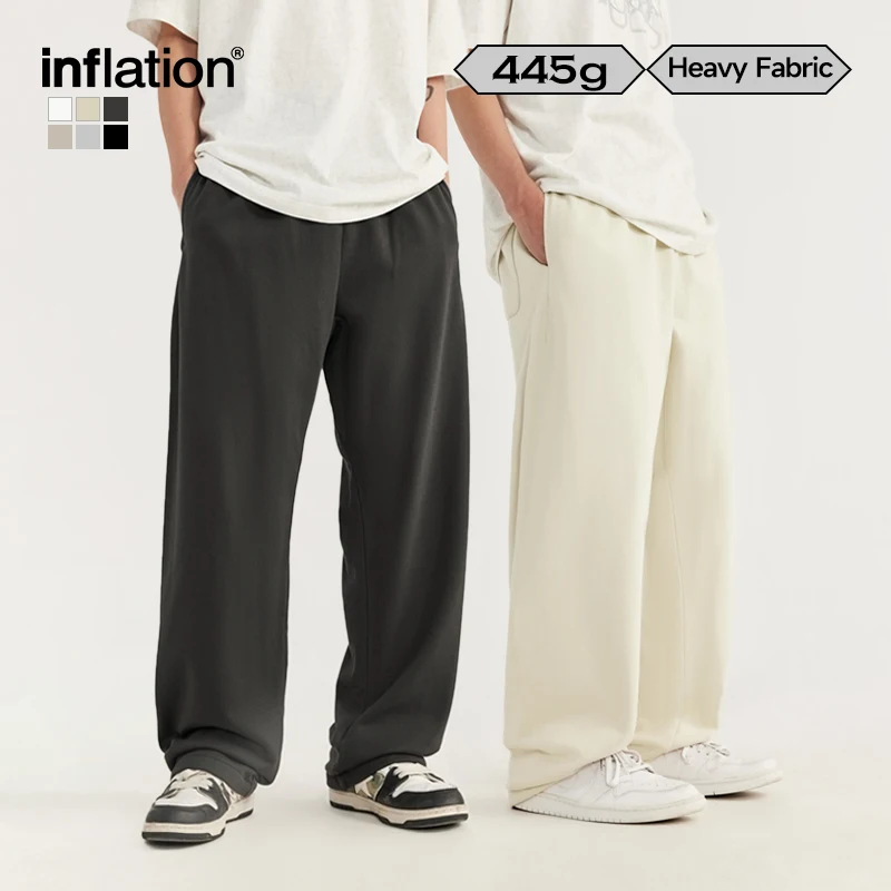 INFLATION Heavyweight Straight-Leg Sweatpant Unisex Trendy Loose Fit Casual Trousers