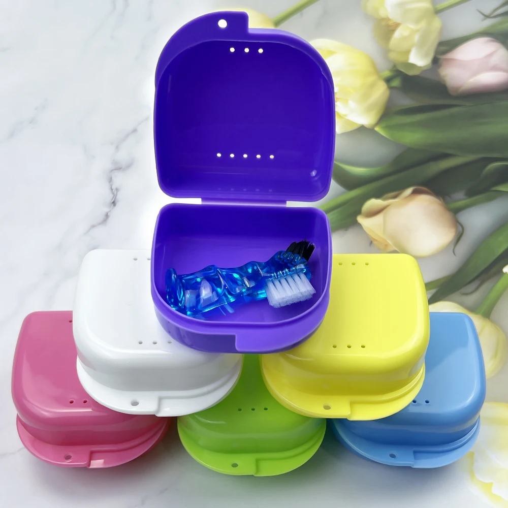 5pcs Retainer Case Orthodontic Denture Storage Box Mouth Guard Case Container Plastic Oral Hygiene Supplies Tray Organizer New