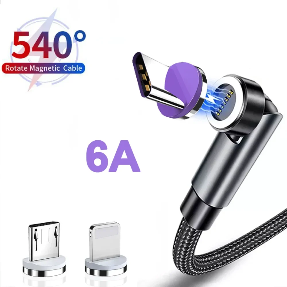 MVQF 540 Magnetic Cable Super Fast Charging USB Type C Cable For Huawei Honor 6A Usb Cable for iPhone 14 Samsung Magnet Charge