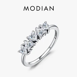 MODIAN New Arrival 925 Sterling Silver Stackable Heart Finger Rings For Women Shining Clear CZ Wedding Engagement Bands Jewelry