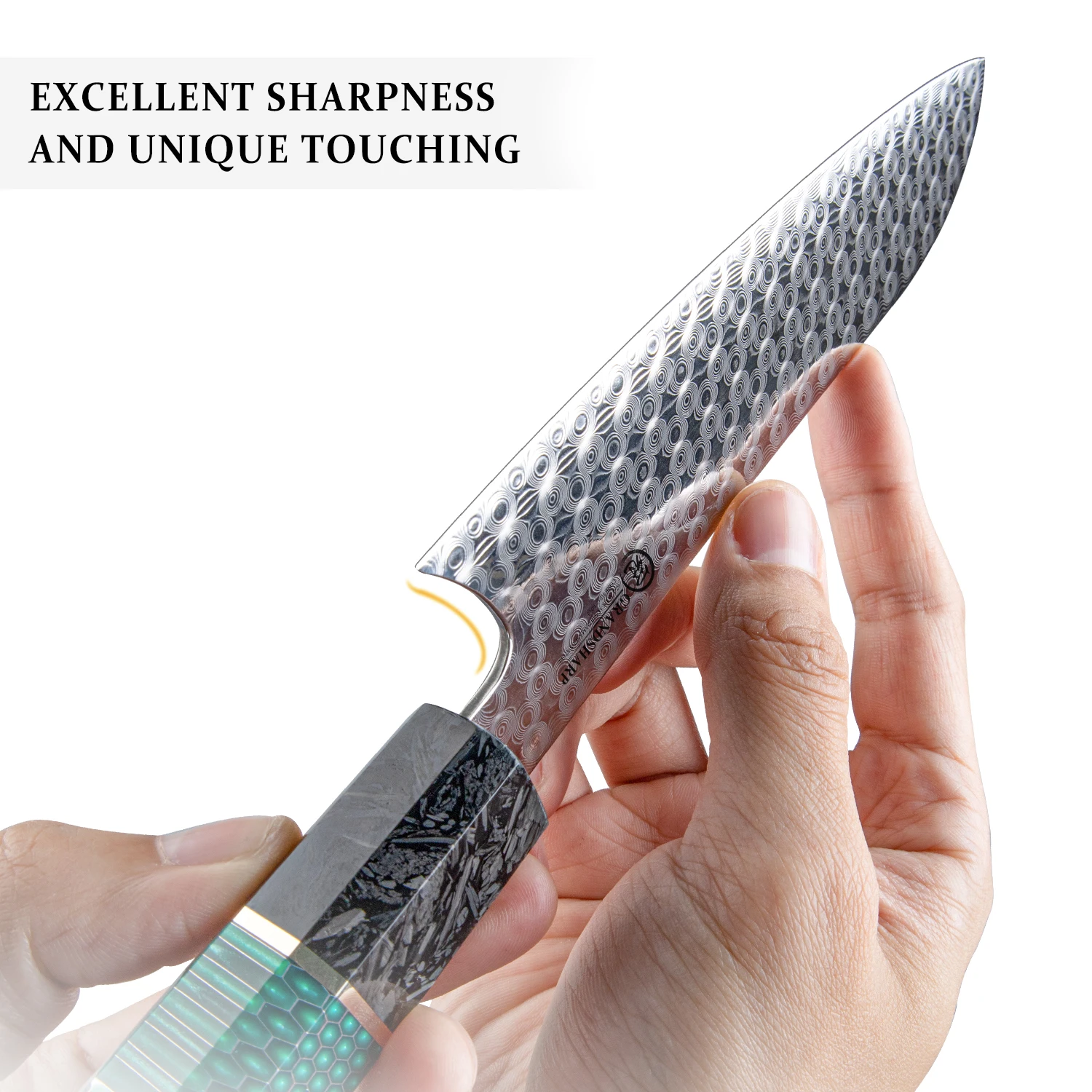 Pisau Santoku Buatan Tangan GRANDSHARP 110 Lapis Baja Damaskus Pisau Dapur Profesional Chef Memasak Pegangan Desain Sarang Lebah
