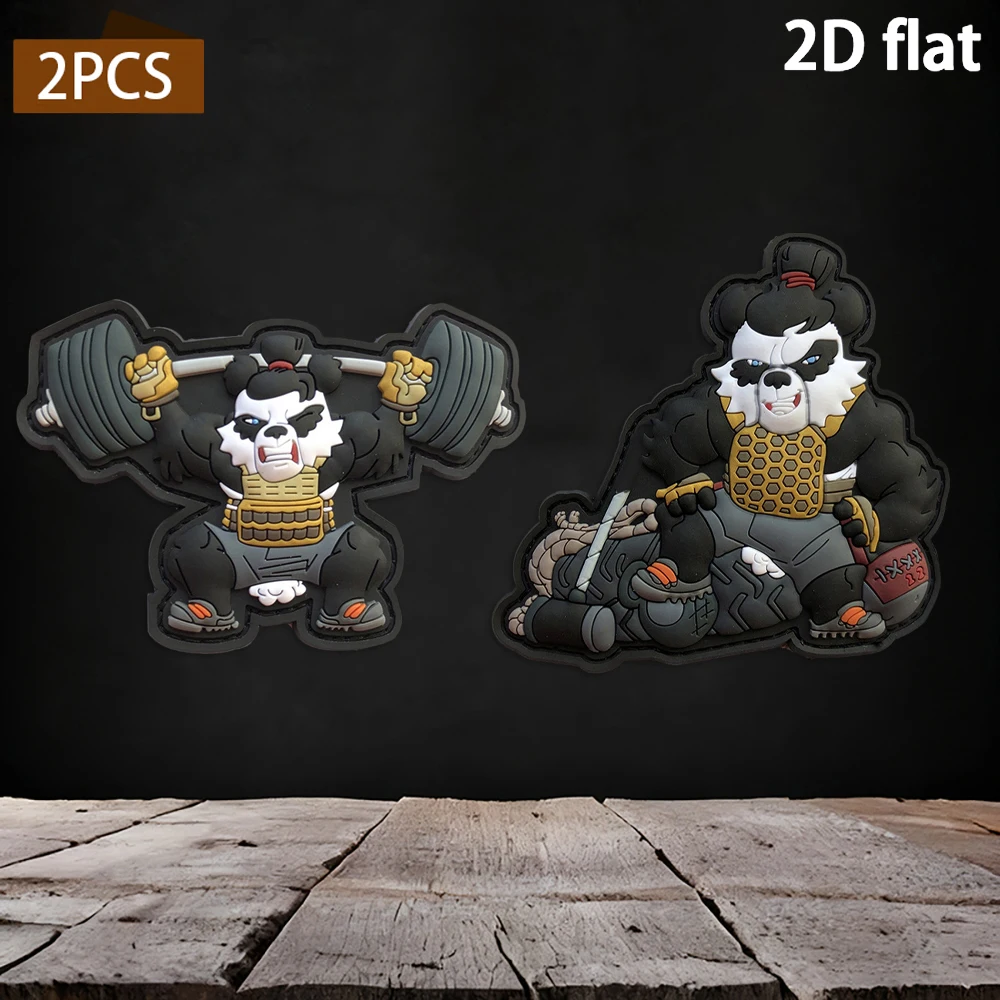 Specifications Available: 1Pc/2Pcs/3Pcs. Two Types of Magic Tape Patches with Matching Hook-And-Loop Backing, Chinese Style Tactical Muscle Panda Pvc Rubber Patches, 2D Flat Embossed Full-Edge Stitched Design, Suitable for Outdoor Tactical Backpacks, Functional Vests, Training Hats, and Decorative Patches